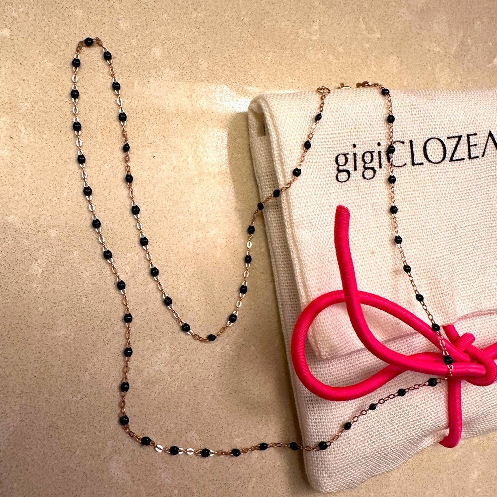 Gigi Clozeau. Rose gold and black necklace. 17.7in.